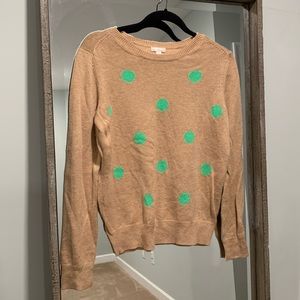 Gap camel sweater with green polka dots